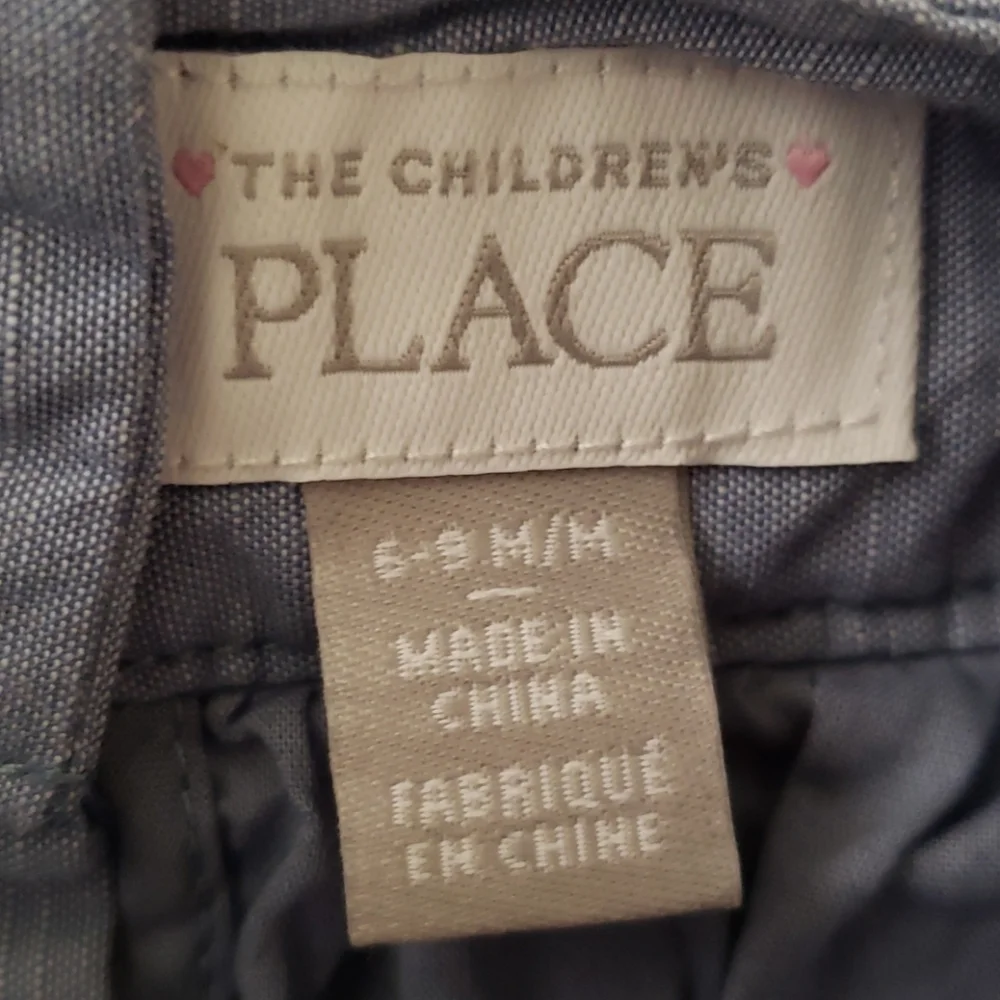 The Children's Place Blue Chambray Tiered Floral Embroidered Dress, Size 6-9M - Picture 5 of 6